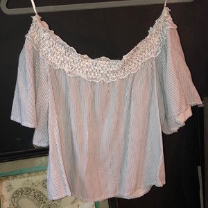 Off the shoulder striped top